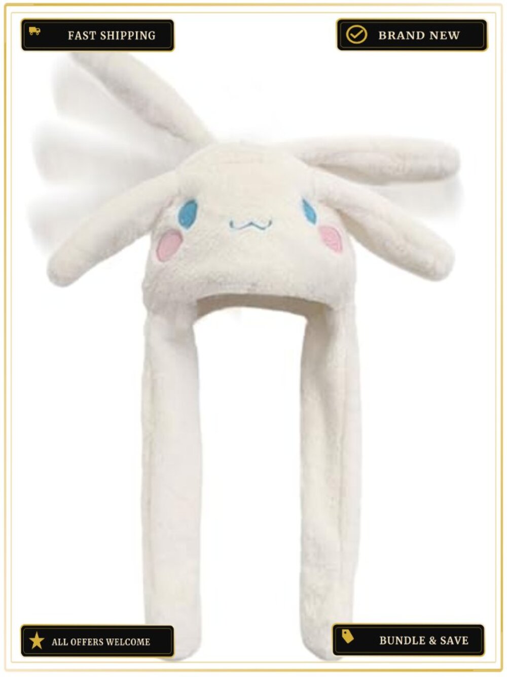 Cute Plush Ear Moving Winter Hat Funny Cartoon Animal Warm Cap One Size